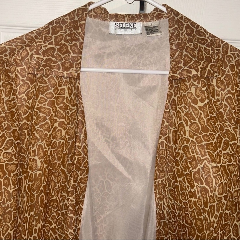 Vintage Animal Print Cardigan Size Small Oversized Boho Duster Jacket - Picture 10 of 11